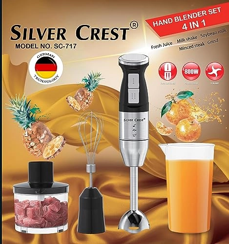 4 IN 1 HAND BLENDER - Two speed settings Pulse function Includes chopper & whisk