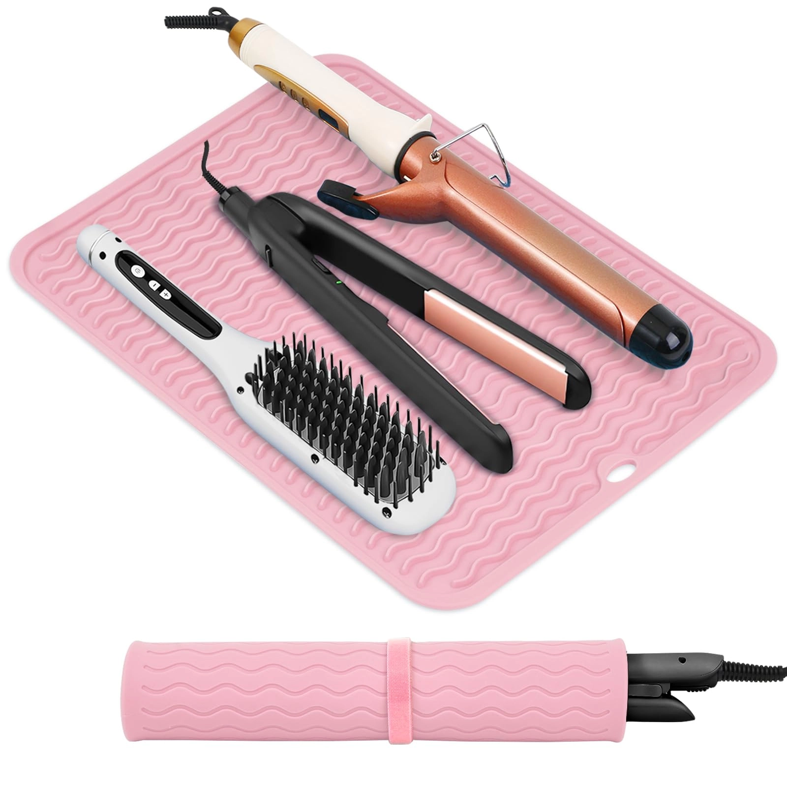 suafrnut Oversize Silicone Heat Resistant Mat - 14.2 x 11.0 Inch Pink