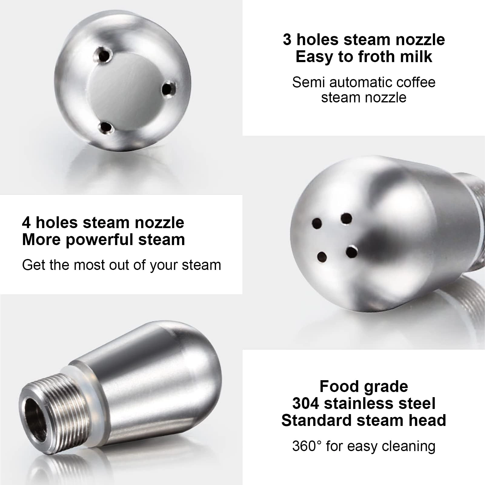 Coffee Machine Steam Nozzle - 3 & 4 Hole 304 Stainless Steel