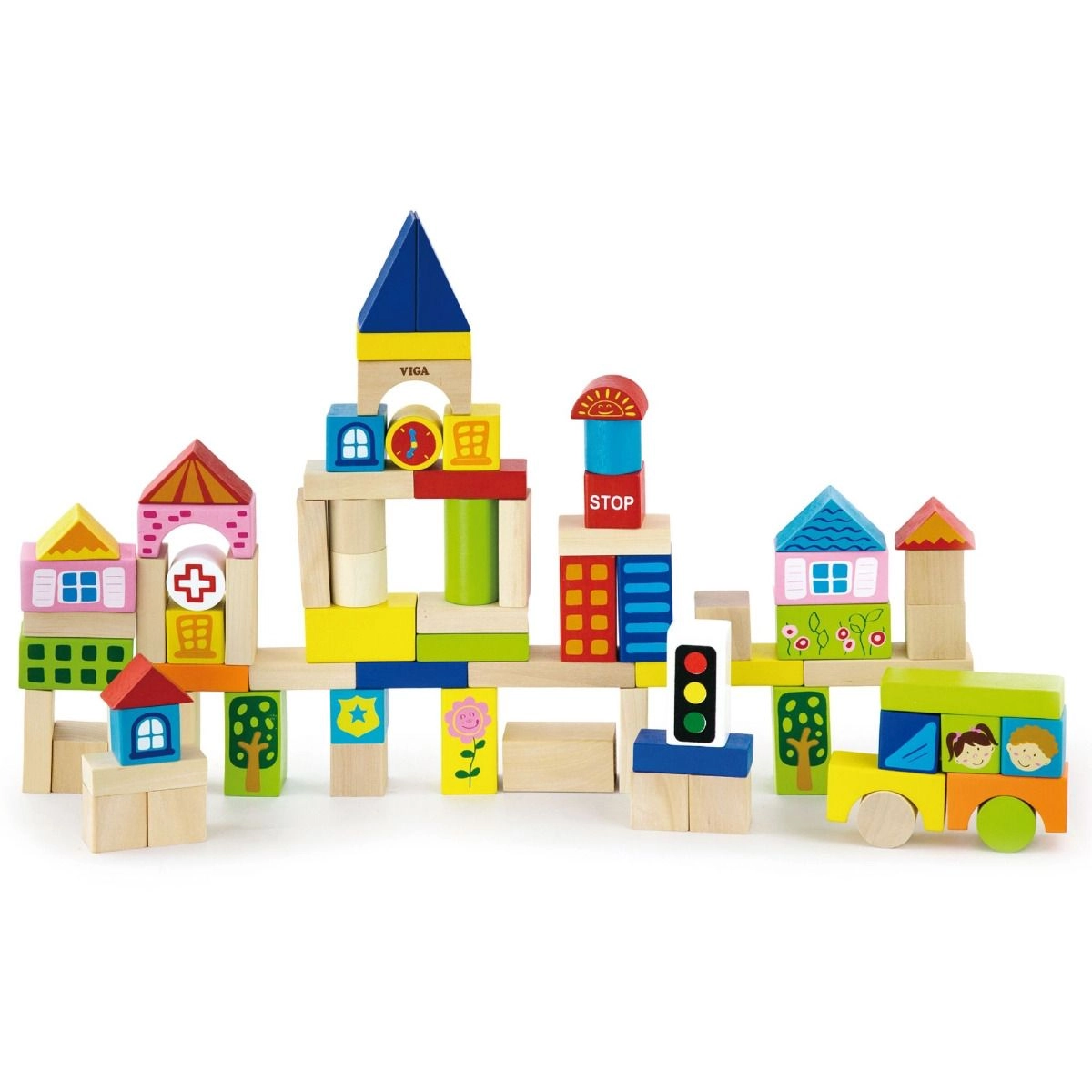 Wooden City Blocks - City Theme 75pcs