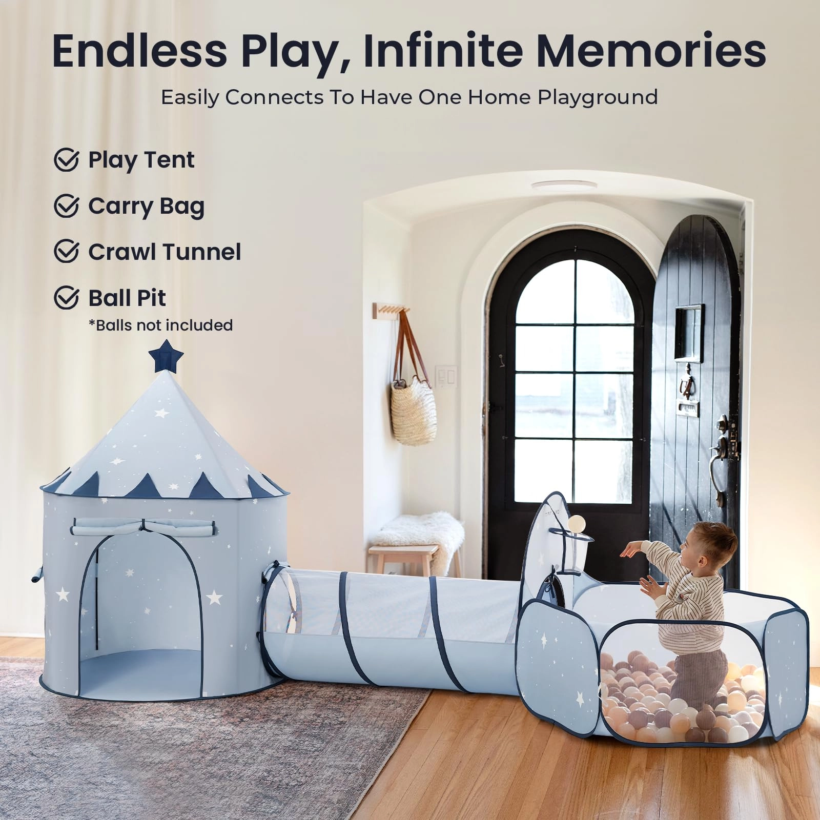 Kids Play Tent - 3-in-1 Khaki