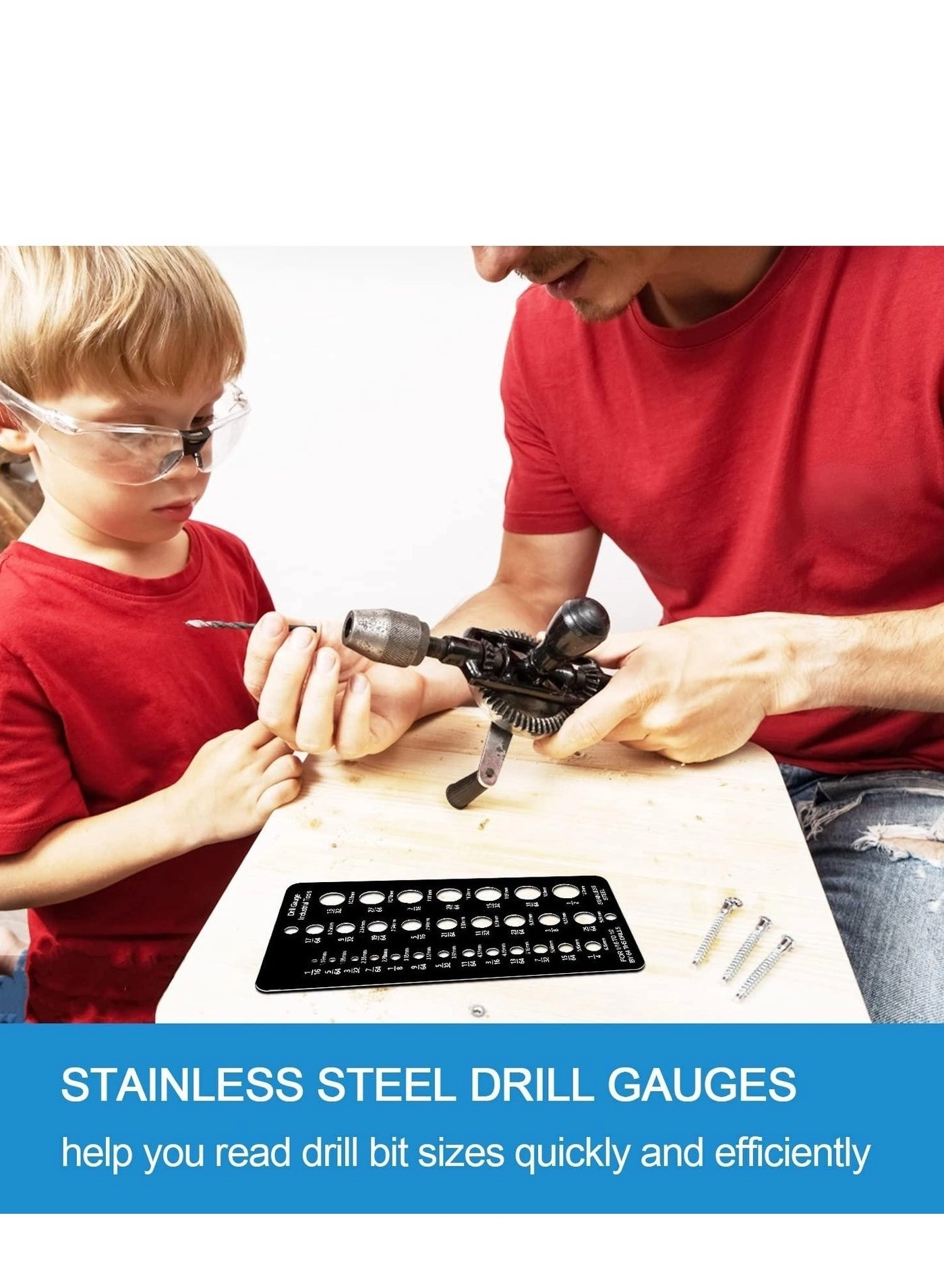 Drill Bit Size Gauge - stainless steel 2 pieces 1/16 Inch to 1/2 Inch