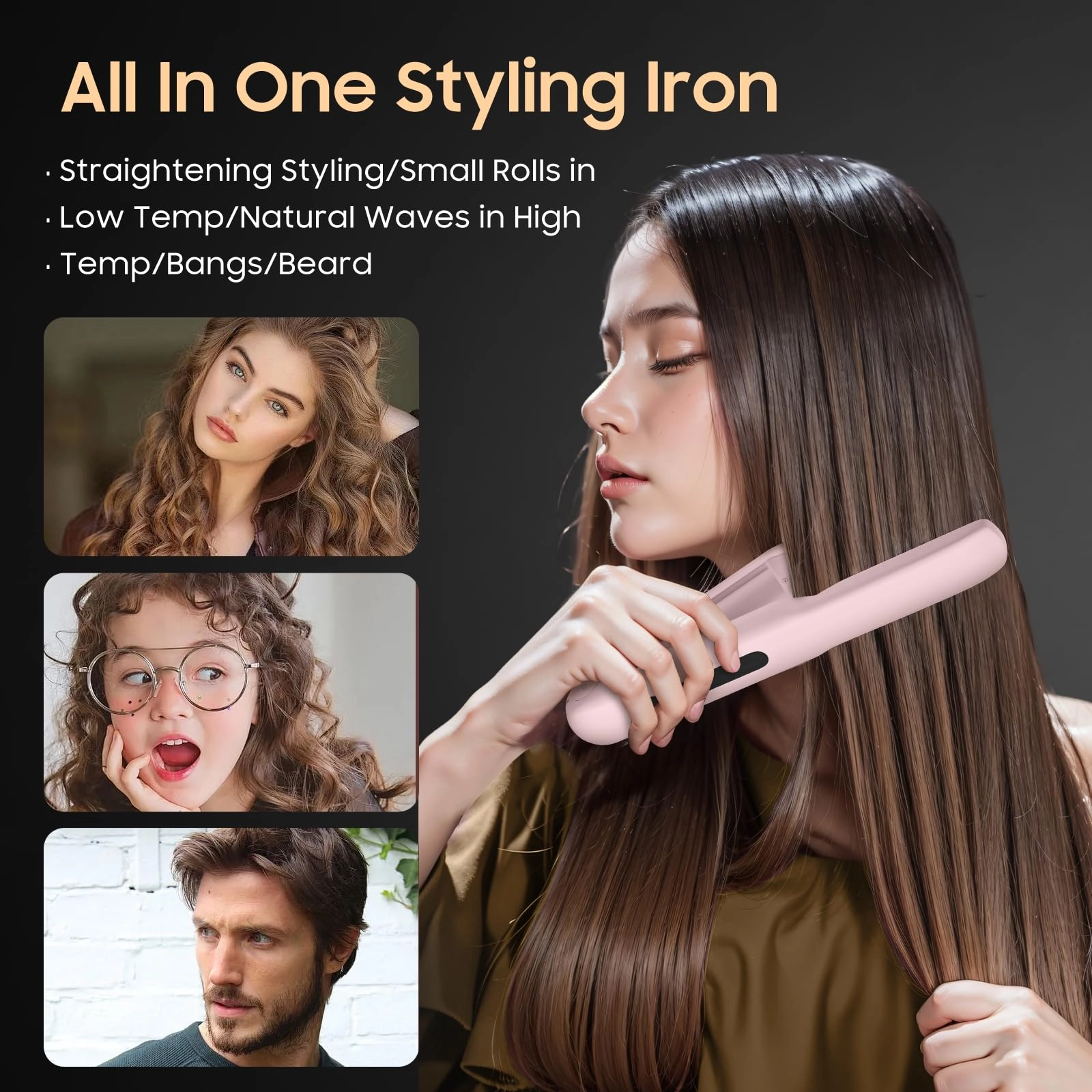 Cordless Hair Straightener - 4 Temperature Options 20S Fast Heating USB Rechargeable