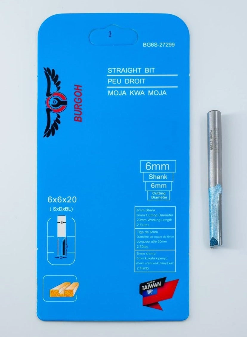 BURGOH STRAIGHT ROUTER BIT - 20 mm 6 mm 50