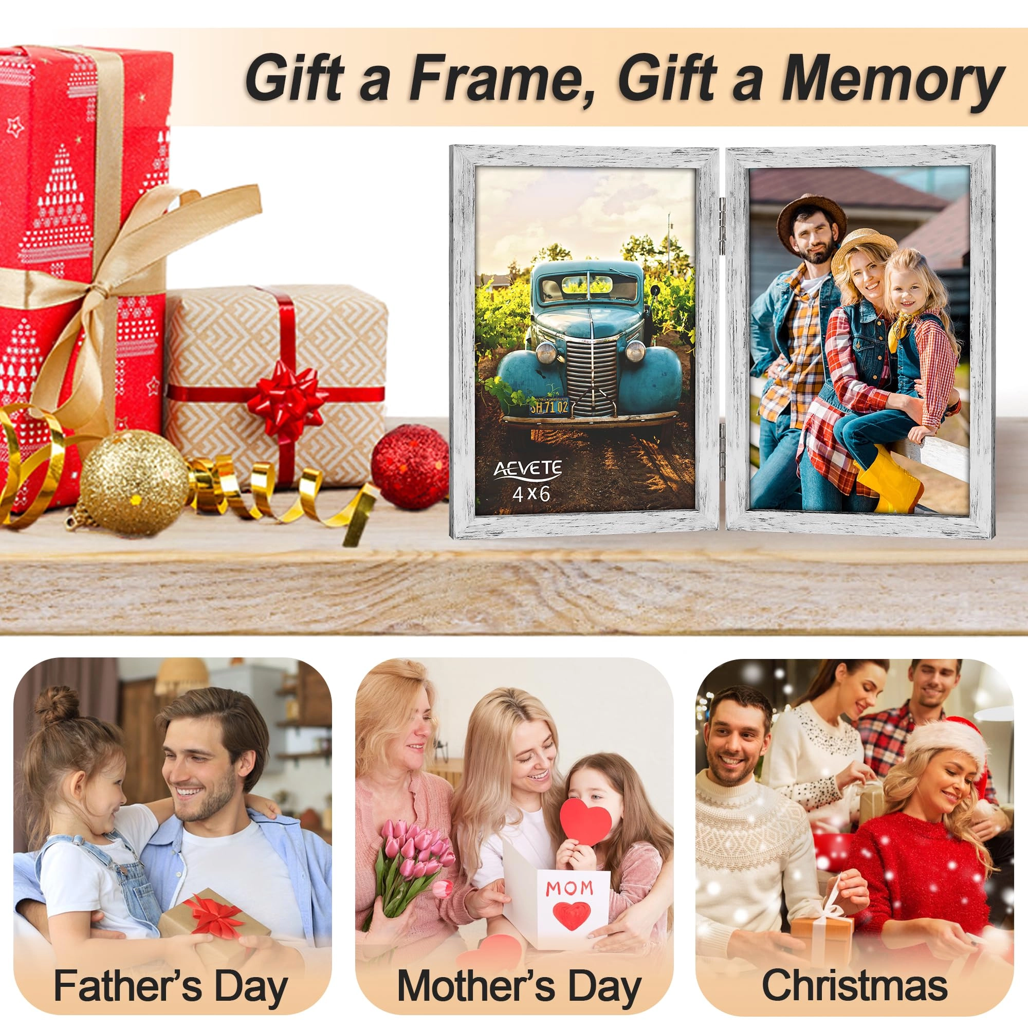Double Picture Frame - 4x6 in two
