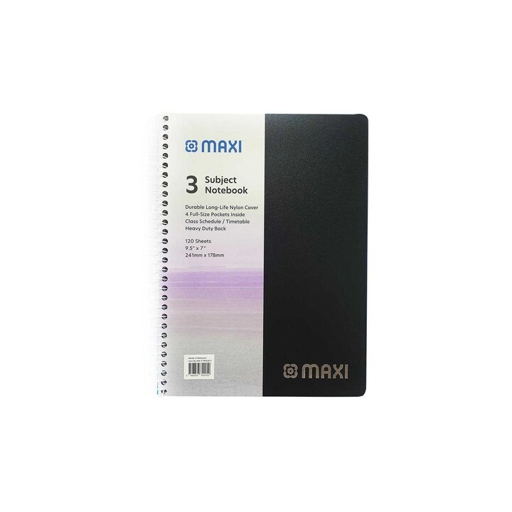 Spiral 3 Subject Notebook 9.5x7inch Hardcover - 120 Sheets