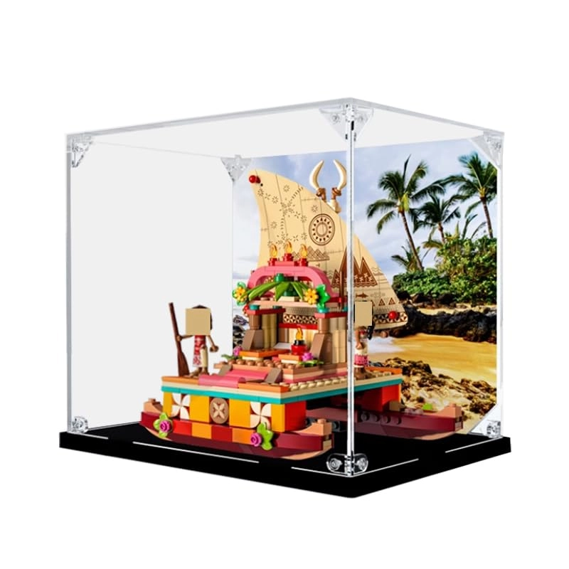 HCAEIOFJ Clear Acrylic Display Case (43210) - 9.05x6.69x7.87in. Black Bottom+background