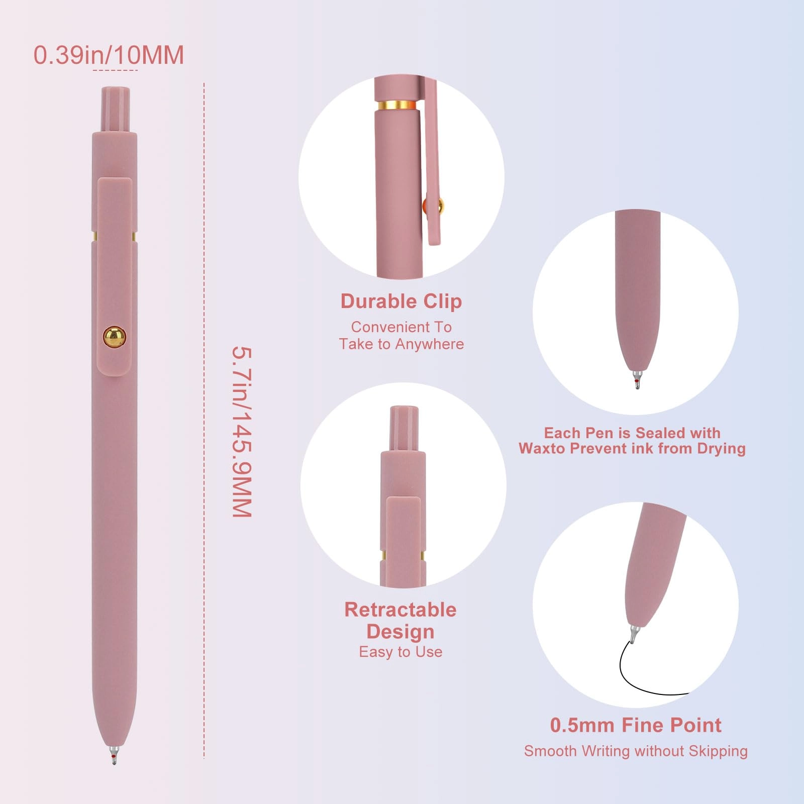 Gel Pens - 6 Pcs 0.5mm