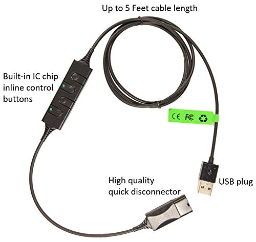 Quick Disconnect to USB Adapter Wired Headset