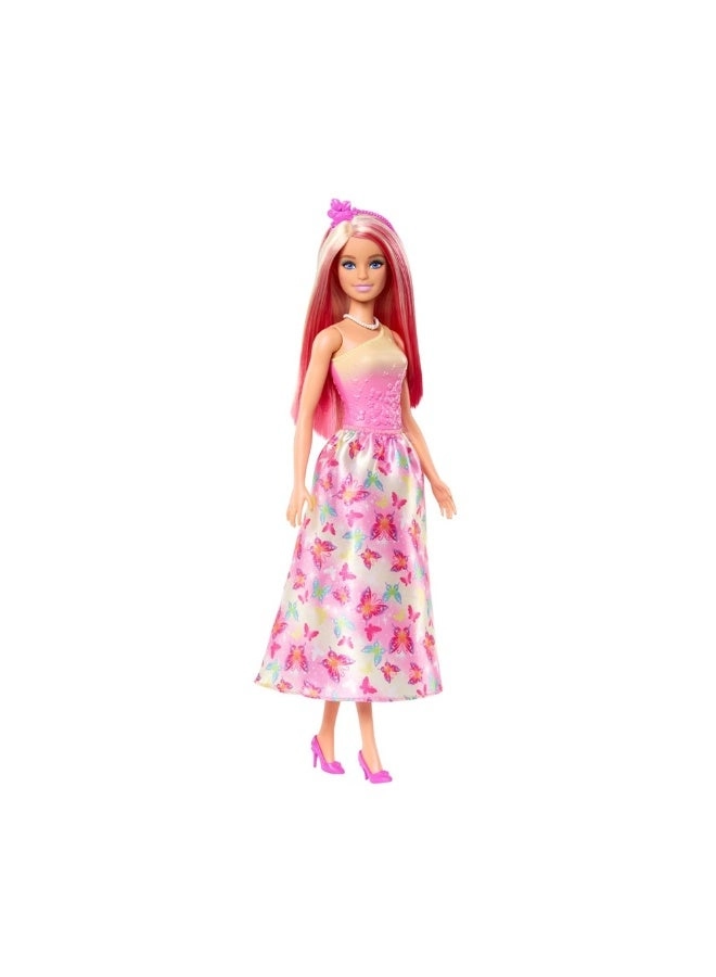 Barbie Dreamtopia Princess Doll - Pink and Blonde Fantasy Hair Butterfly-Print Skirt Ages 3+