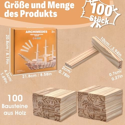 Natural Wood Building Blocks - 100 pcs