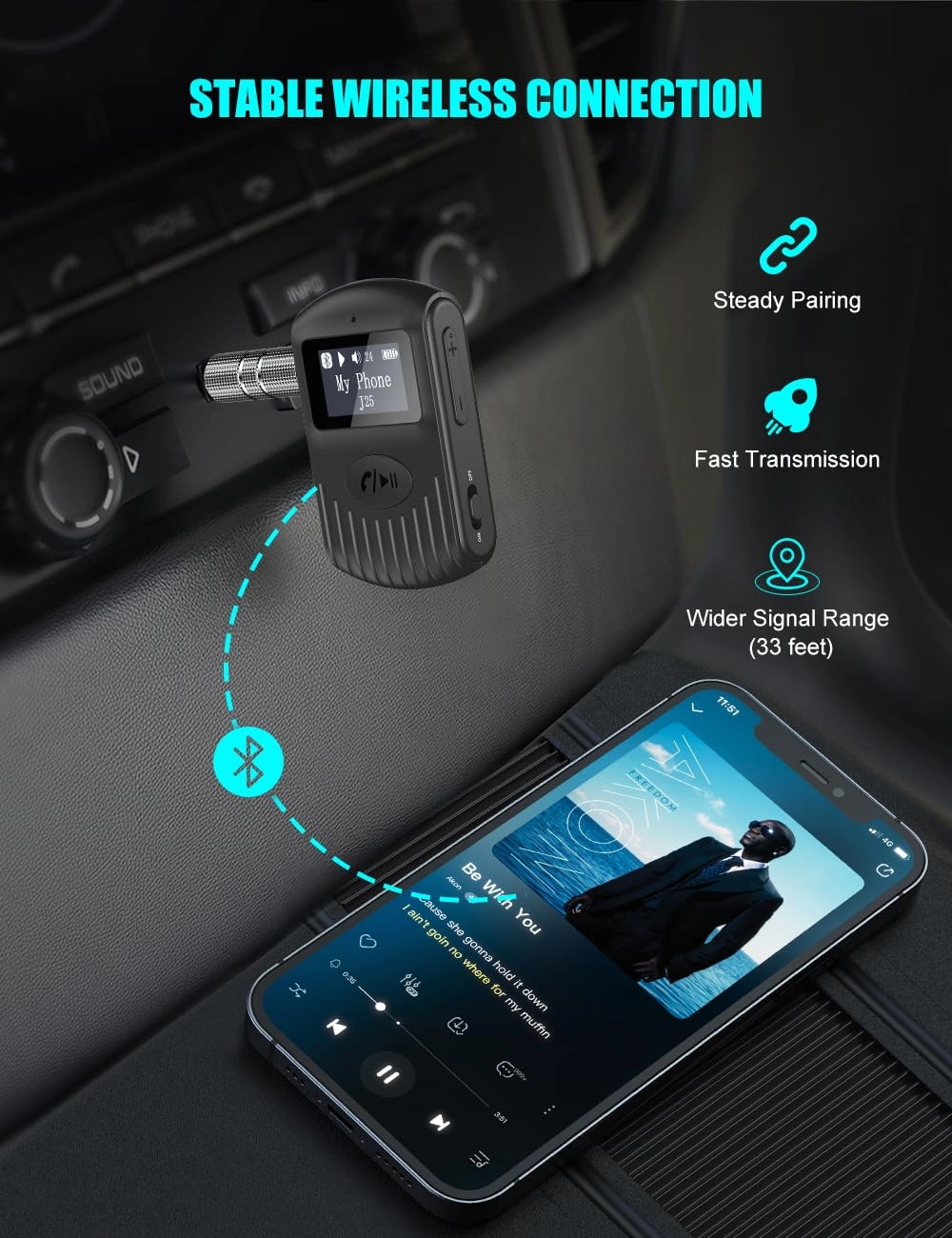 Bluetooth Receiver - Bluetooth 5.0 3.5mm AUX lithium-ion battery