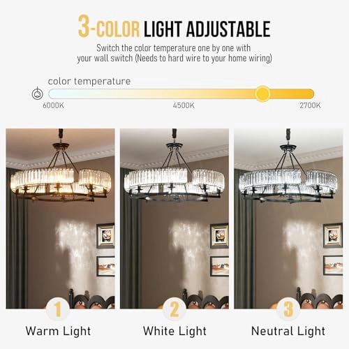 Crystal Chandelier - 2700K 4500K 6500K Dimmable