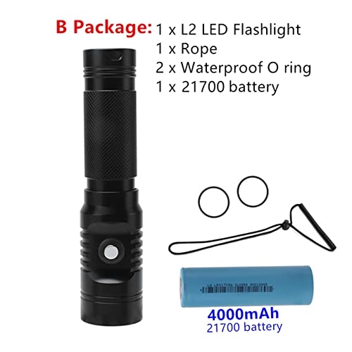 Diving Flashlight - 2000 lumens 80 Meter 21700