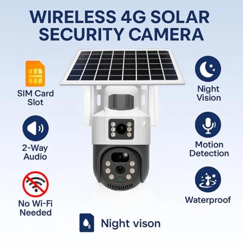 Wireless 4G Solar Security Camera 1080p