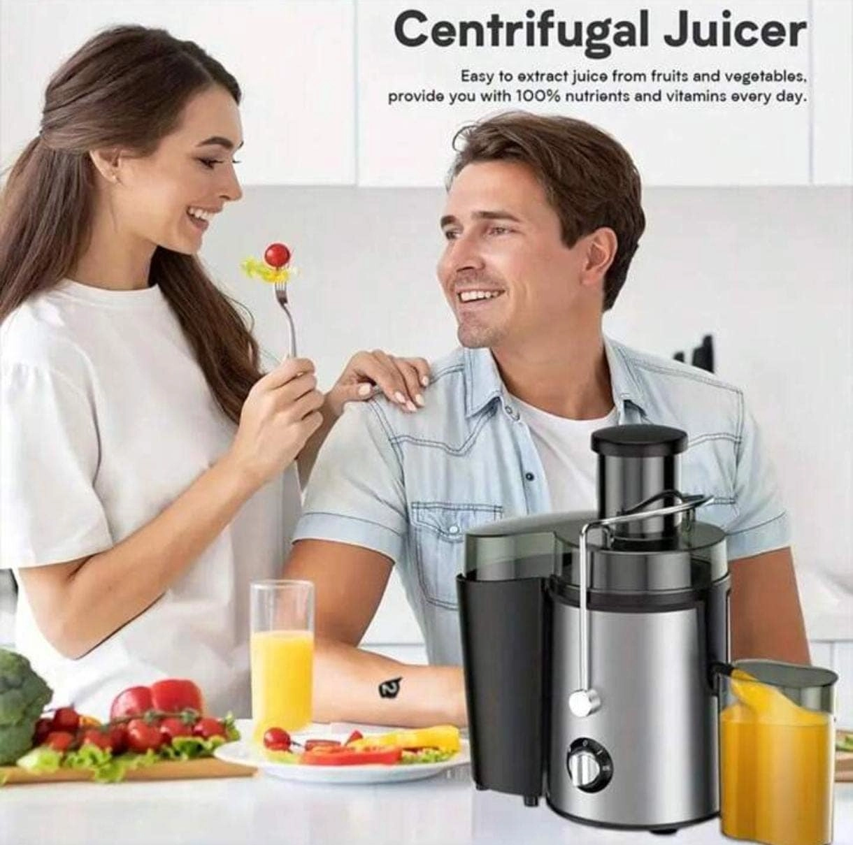 Centrifugal Juicer Extractor - 65mm Wide Mouth High-Speed Stainless Steel