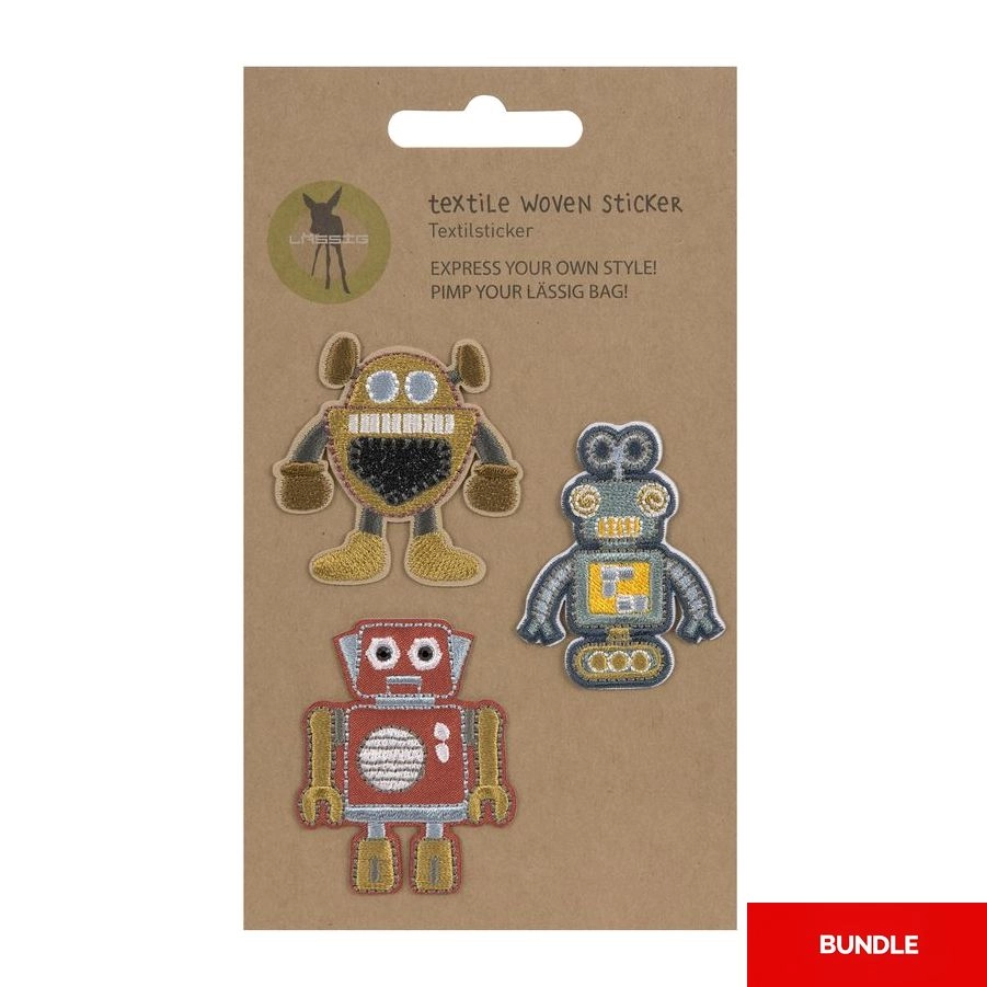 Lässig Textile Woven Sticker Stick On Robots Bundle