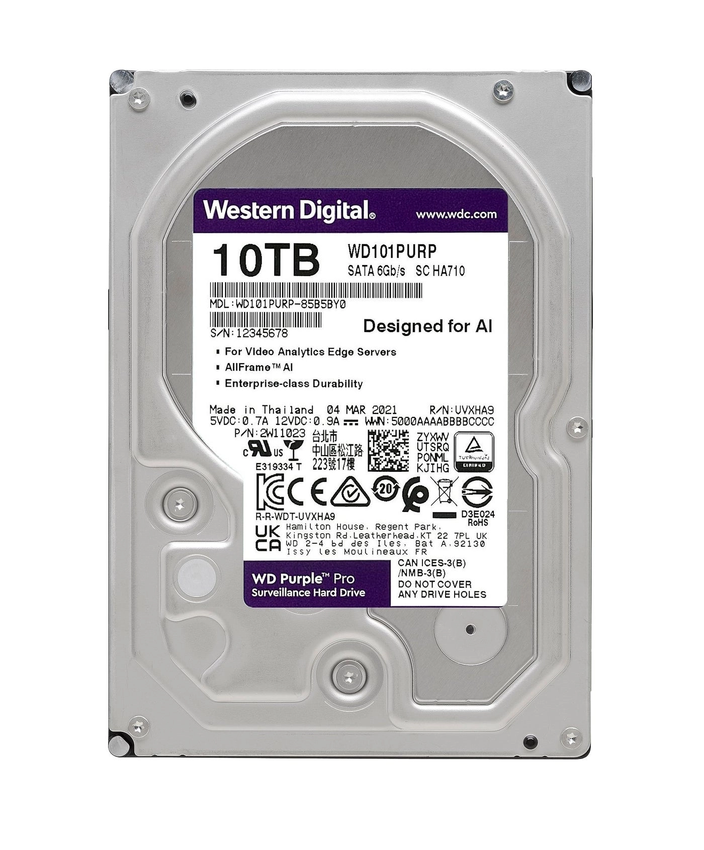 Purple Pro 3.5" 7200rpm 512MB SATA 6Gb/s (WD102PURP) - 10TB