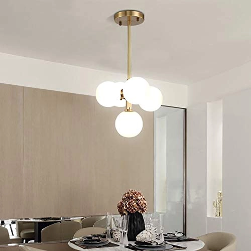 Creative Molecular Glass Bubble Ball Chandelier - 5 heads Golden