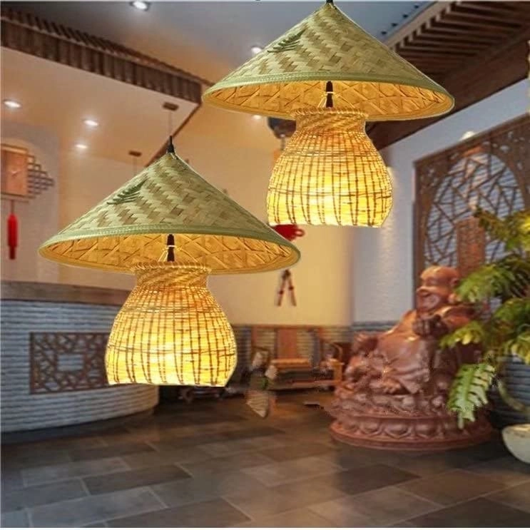 Bamboo Chandelier with Fish Basket