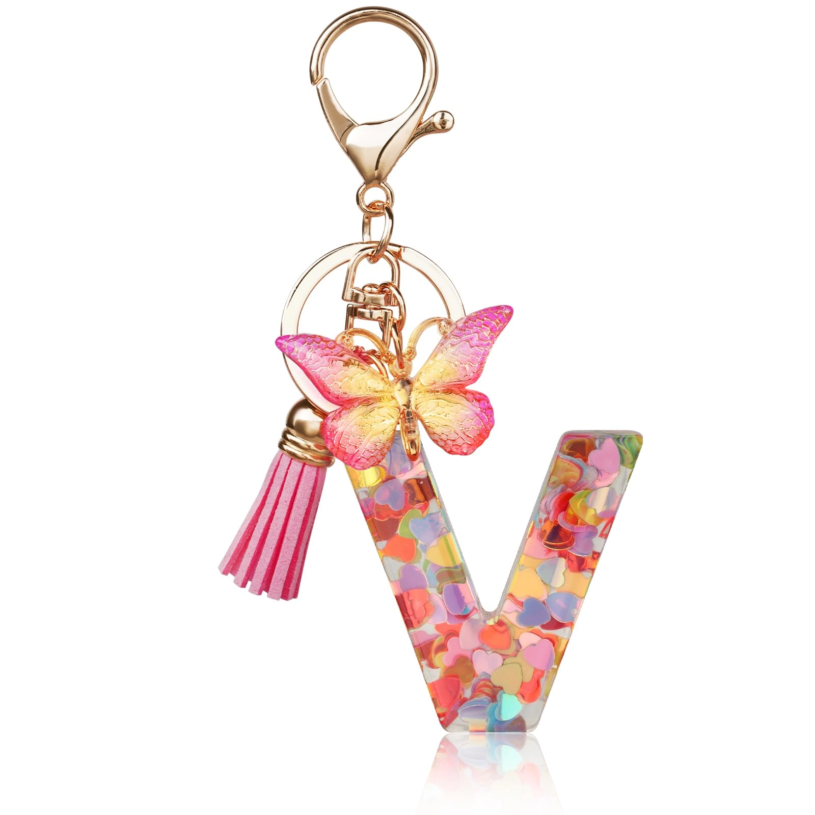 Initial Letter Keychain - Butterfly