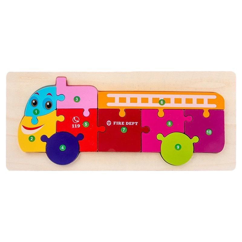 Highland Fire Truck 3D Puzzle - Suitable for 2 years and above 11 Wooden Blocks