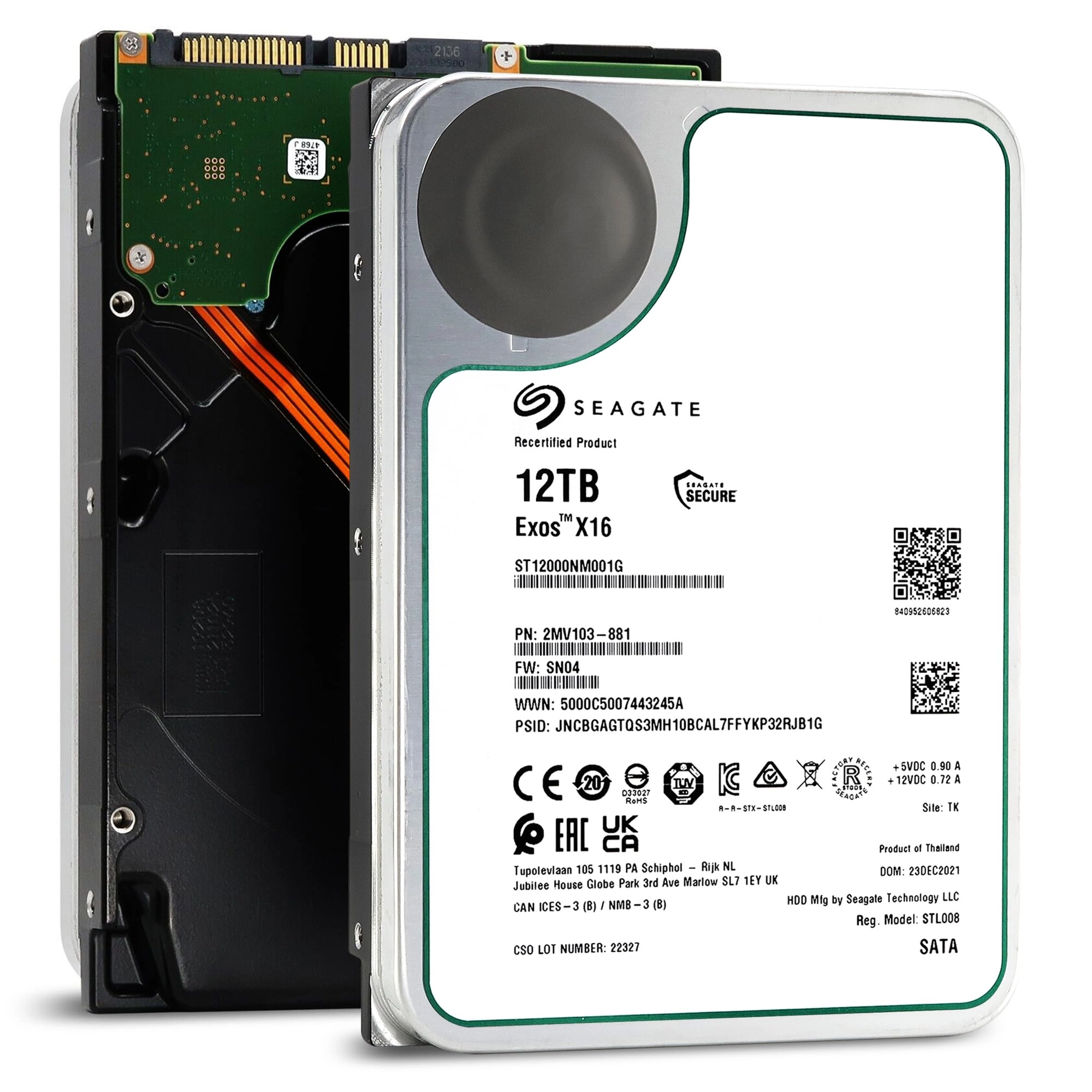 Seagate Exos X16 3.5" 7200rpm SATA (ST12000NM001G) - 12TB