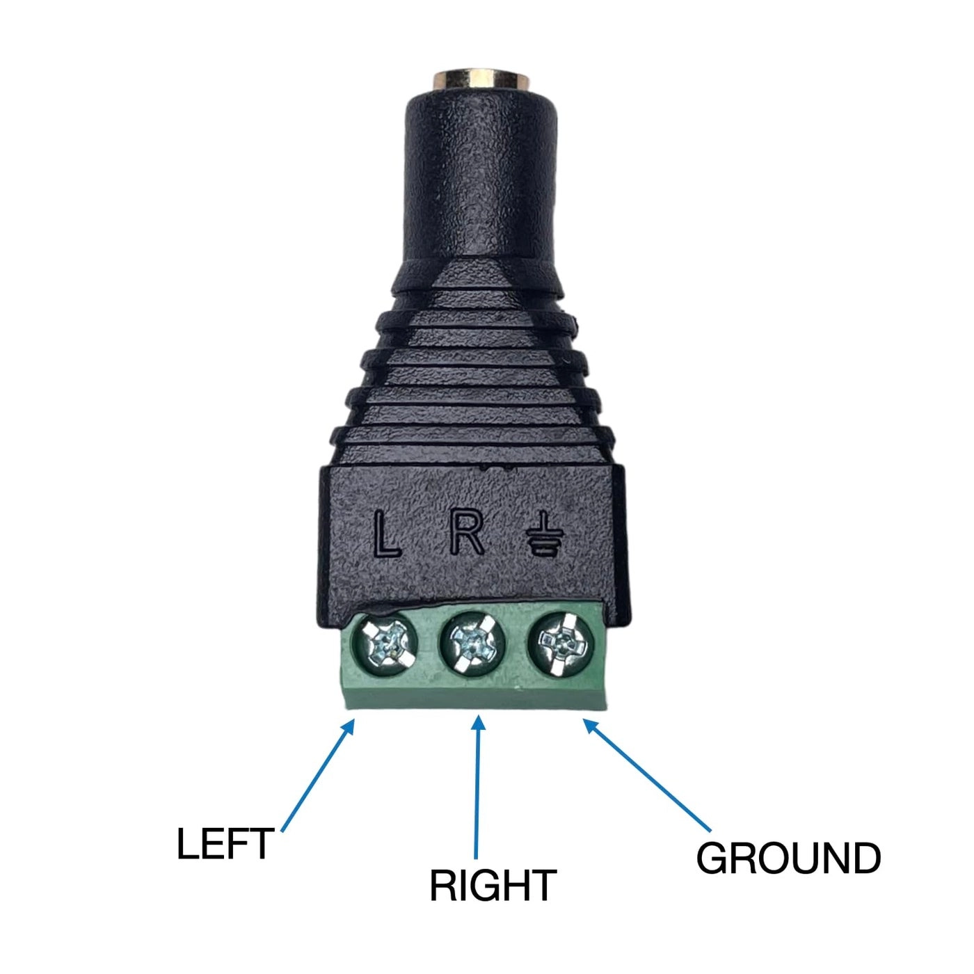 3.5mm Stereo TRS Female Jack to AV Screw Audio Terminal - Solder-Free 4 Pack