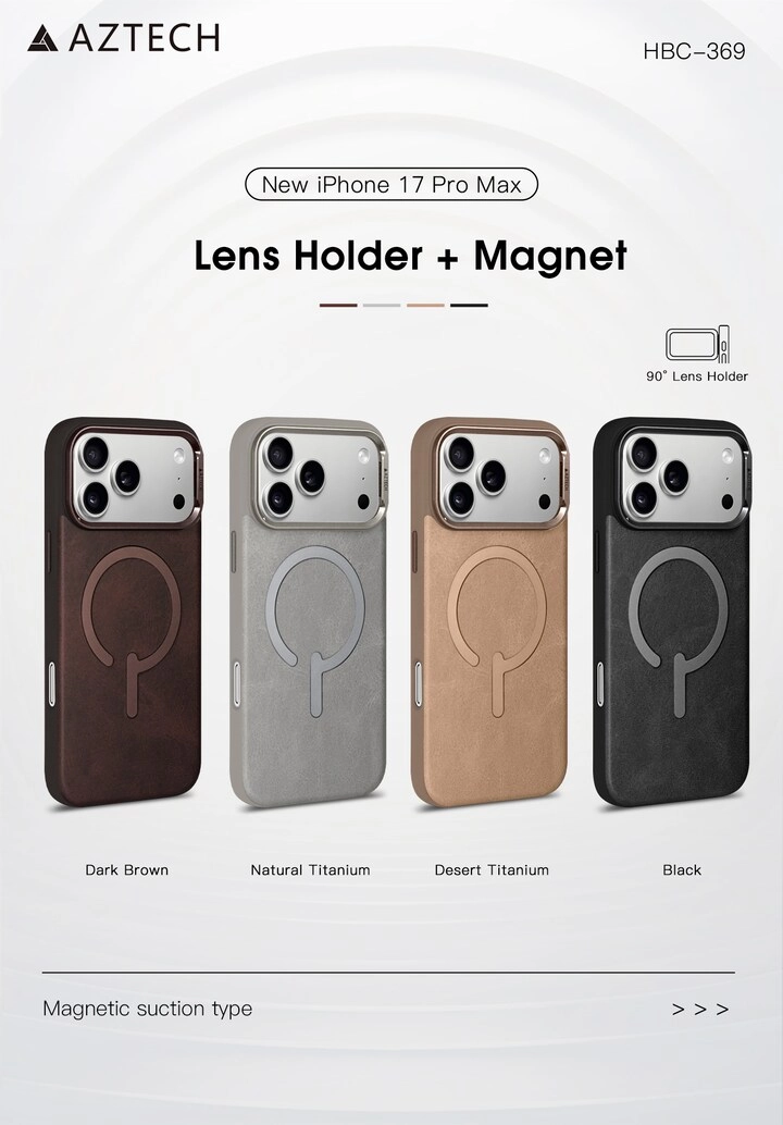 Premium Leather Case Full-Wrap Magnetic Cover with MagSafe for iPhone 17 Pro