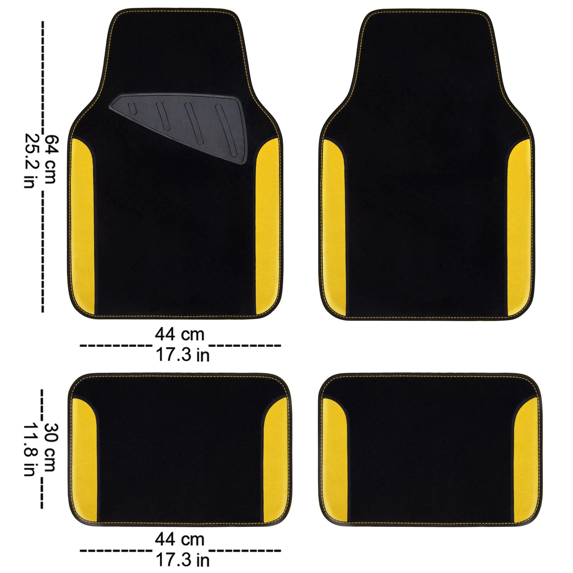 Universal Fit Car Floor Mats - Set of 4pcs Black and Burgundy