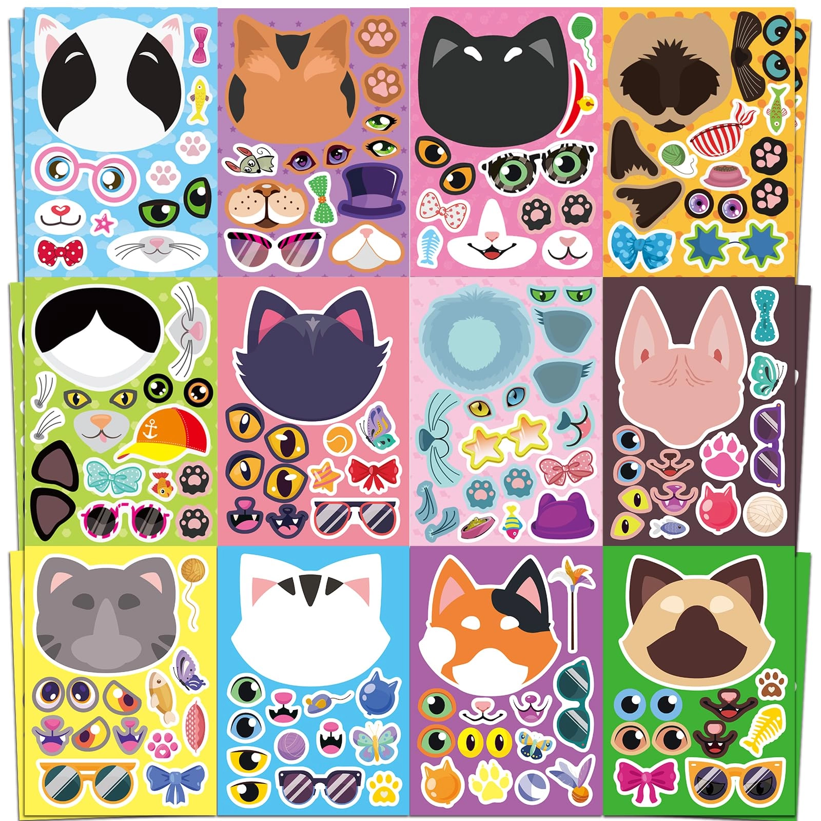 ozepao Cats Make A Face Sticker Book 24 pcs