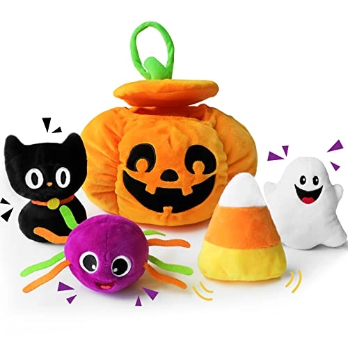 Bunny Chorus Plush Pumpkin + Cat + Spider + Ghost + Candy Corn - Sound effects