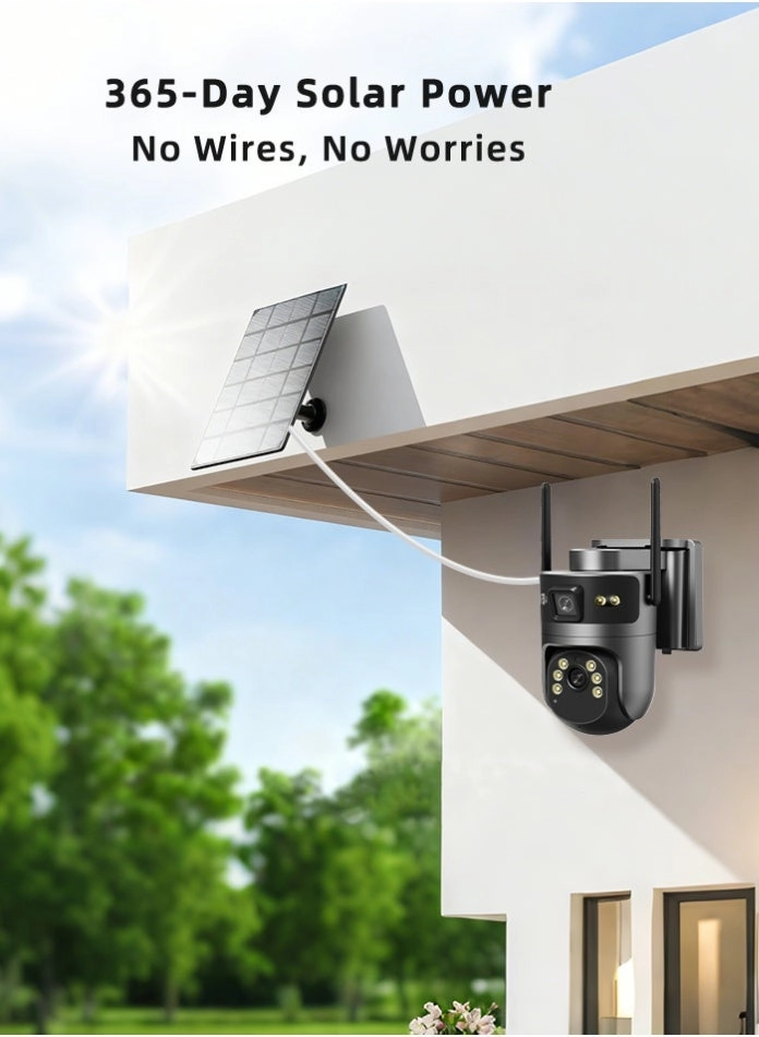 Solar Streetlight Dual Lens Security Camera 8MP