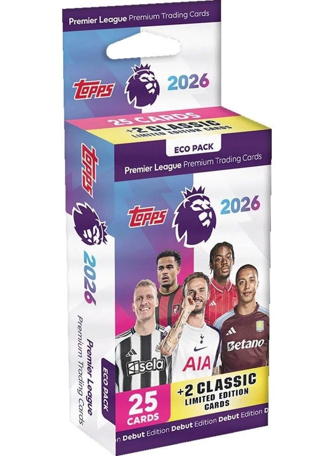 Topps Premier League 2025/2026 Collectible Football Trading Cards - 25pcs + 2pcs Eco Pack