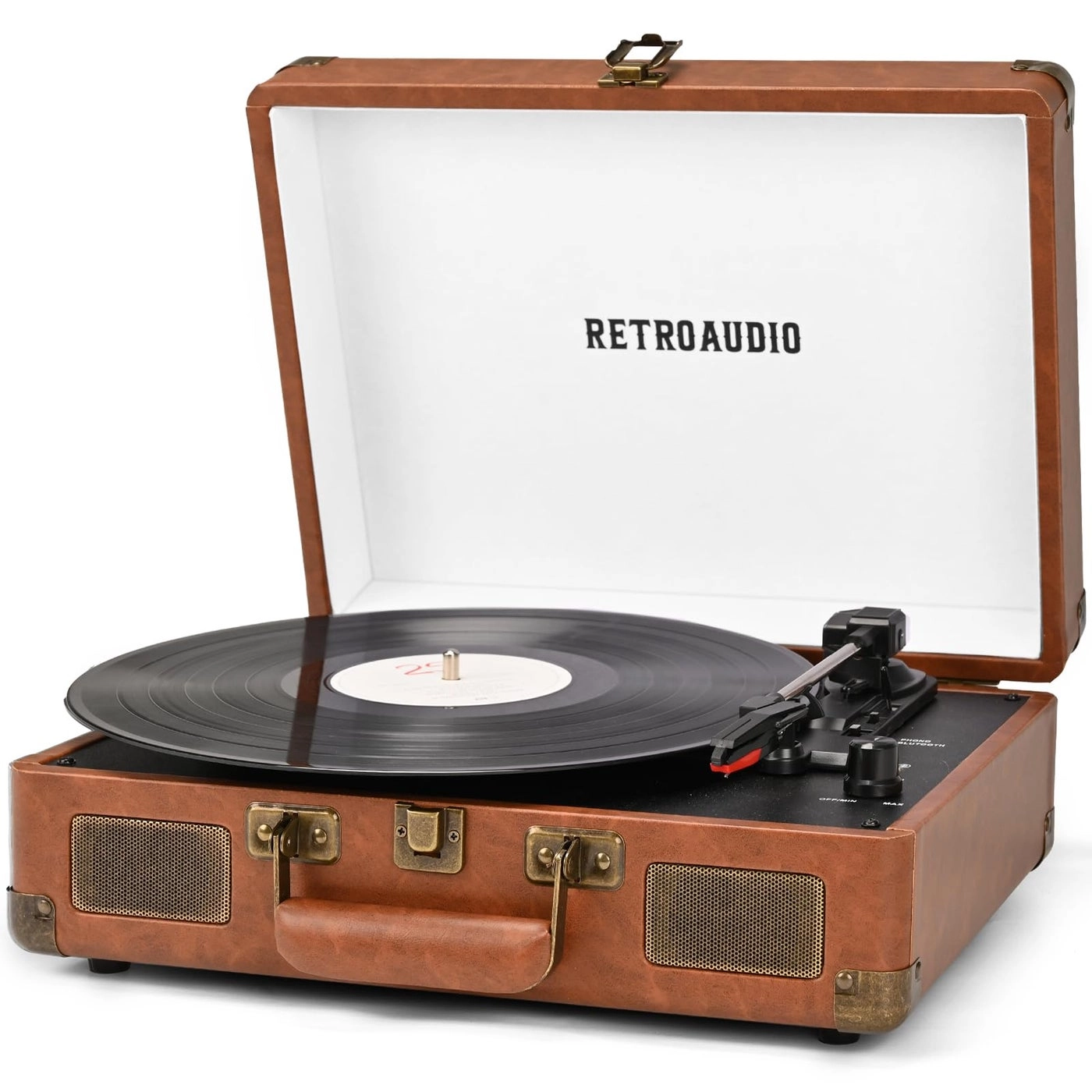 RetroAudio Vinyl Record Player - 24W Bookshelf Speakers BT IN&OUT