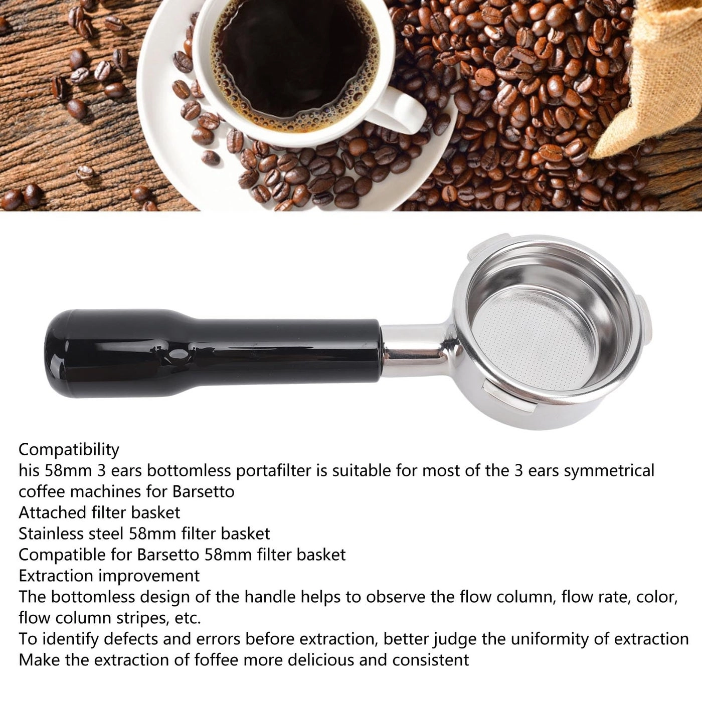Coffee Portafilter - Bottomless 58mm 3 Ears