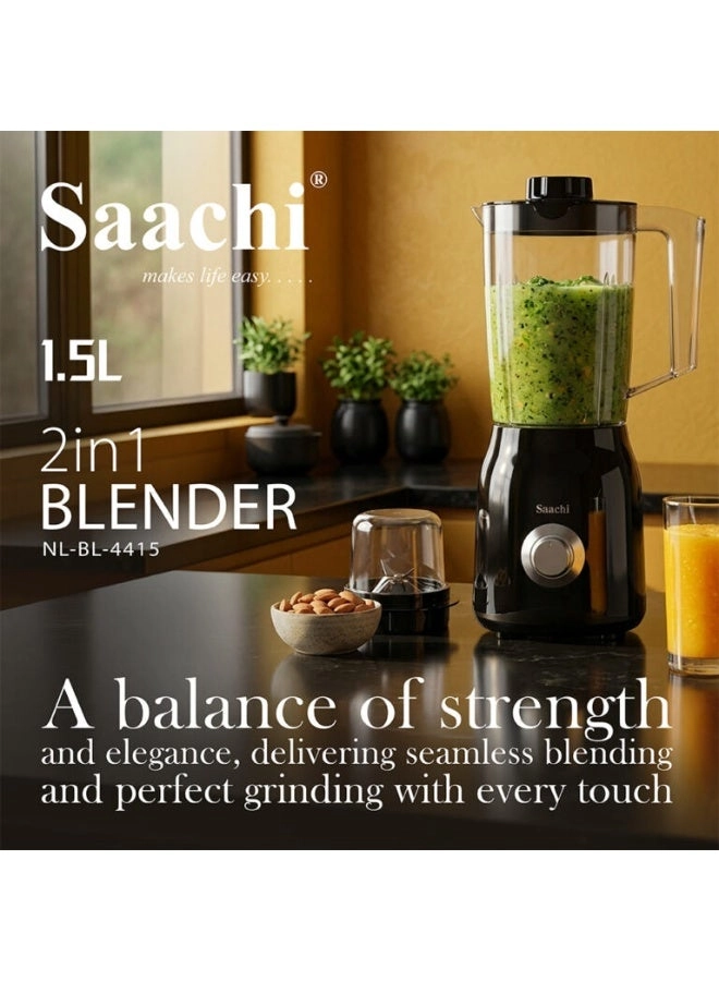 2 in 1 Blender/Grinder - Quiet Motor Stainless Steel Blades Multiple Speeds
