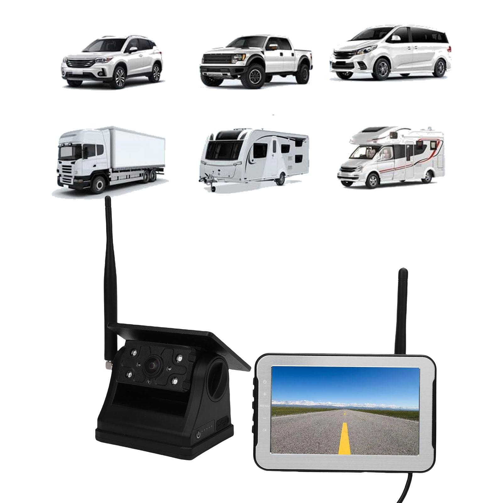 Dpofirs Magnetic Solar Wireless Backup Camera - Night Vision Wireless 1080P