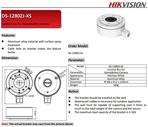 DS-1280ZJ-XS - Junction Box Mount WHITE 6PK