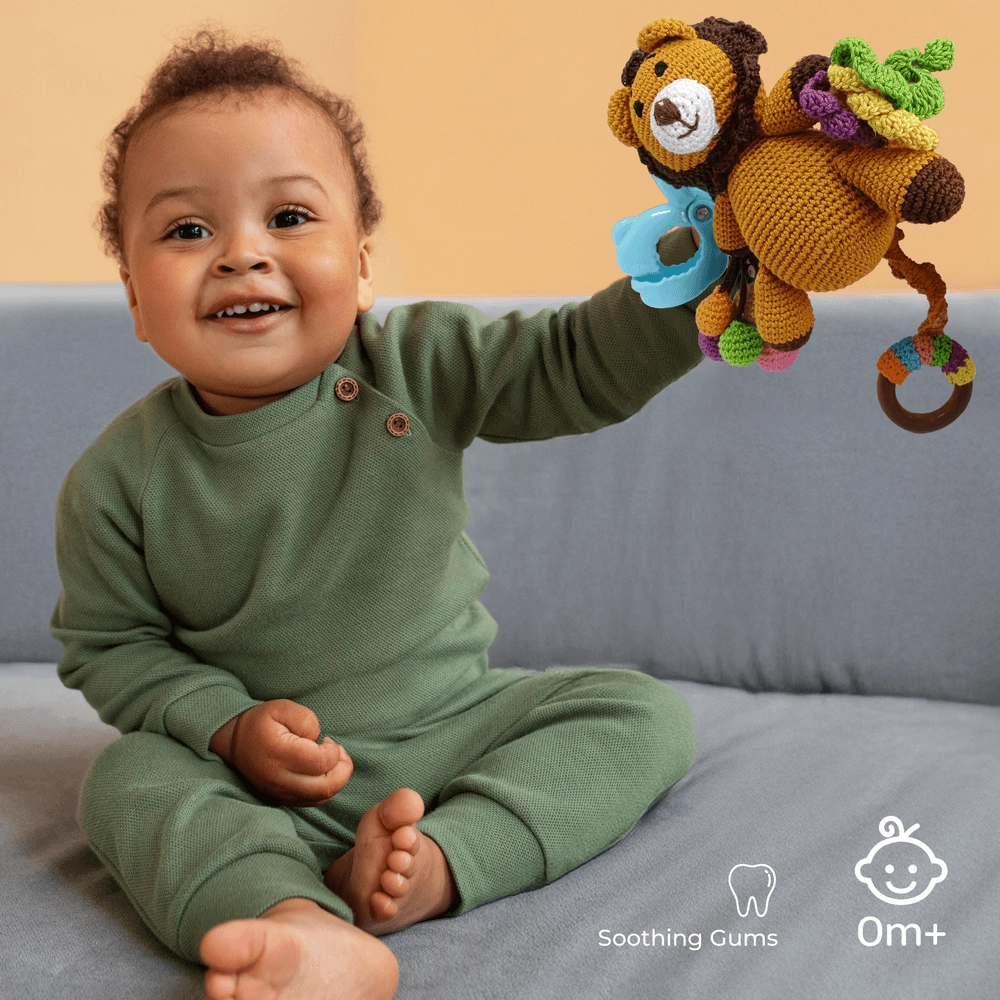 Crochet Ring Rattle Toy - Suitable for 0 month & above premium cotton yarn Tiger