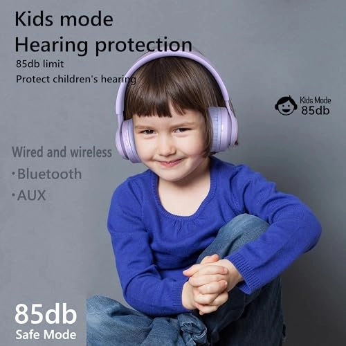 Kids Bluetooth Headphones - 85db Bluetooth 5.0 Pink