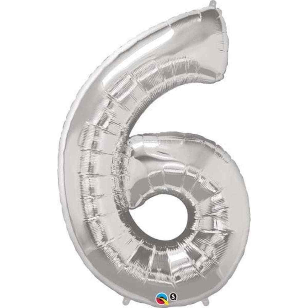 Qualatex Number Six - Foil Balloon 42-Inch Silver