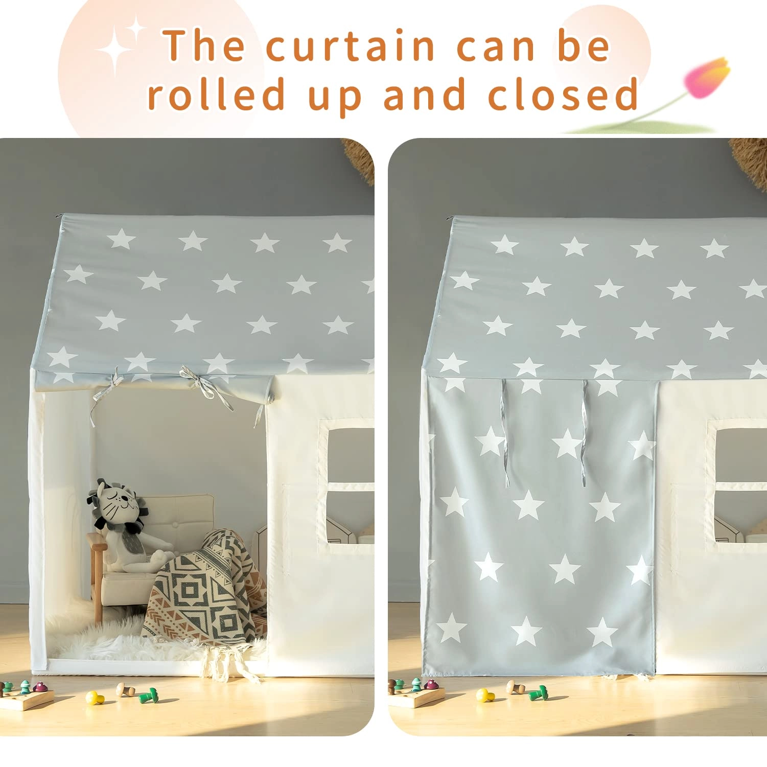 Play Tent - 49.5*35.5*49.5 inch Grey Star