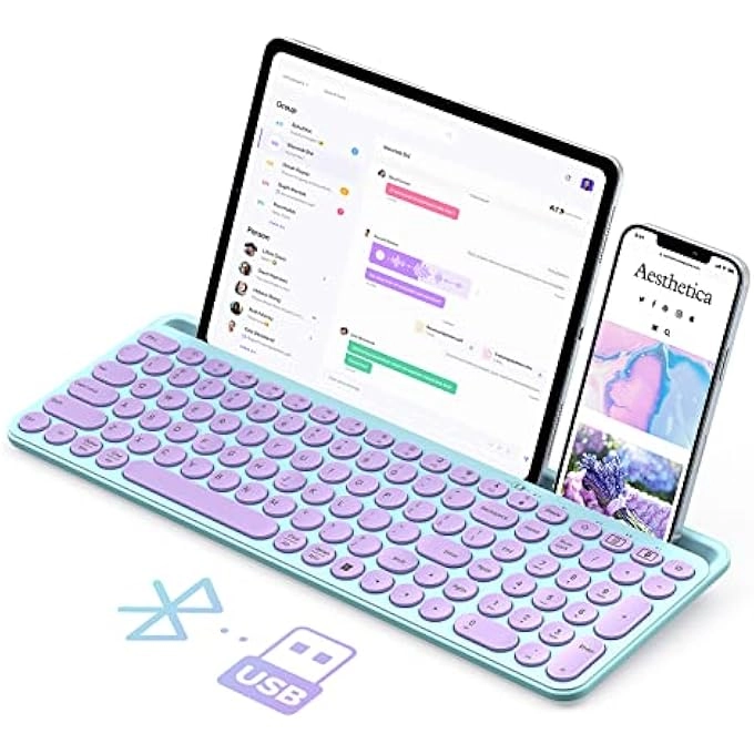 Ergonomic Wireless Rechargeable Bluetooth Keyboard - Wired/Wireless