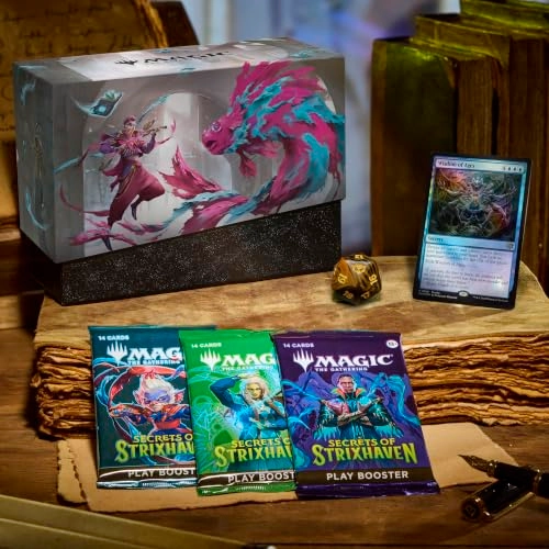 Secrets of Strixhaven Play Booster - 9 Play Boosters + Secrets of Strixhaven Land Card - 30 Land cards + Alt-Art Card - 1 Alt-art card + Exclusive Accessories - Exclusive Accessories