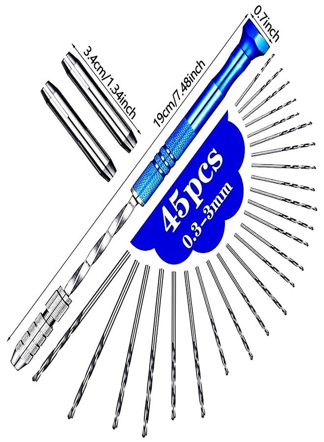 Hand Drill Bits Set - 57 Pieces + Pin Vise Hand Drill - 1 Piece + Micro Twist Drill Bits - 46 Pieces 0.1-1mm + PCB Mini Drill Bits - 10 Pieces
