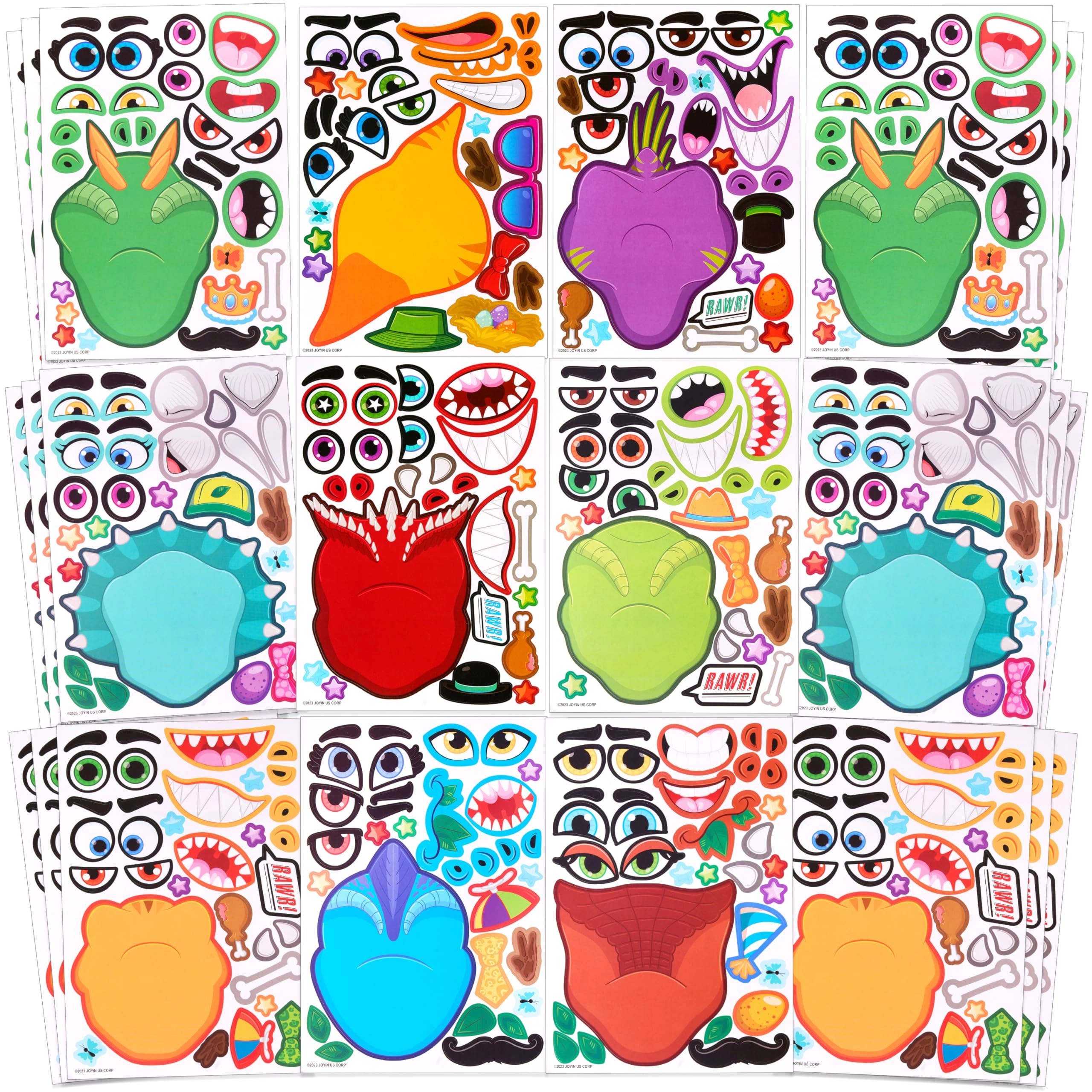 Joyin Dinosaur Reusable Sticker Pad Make a Face 36 pcs
