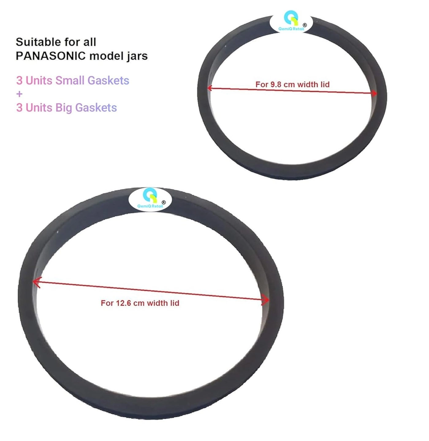Jar gaskets - 3+3 Units Rubber