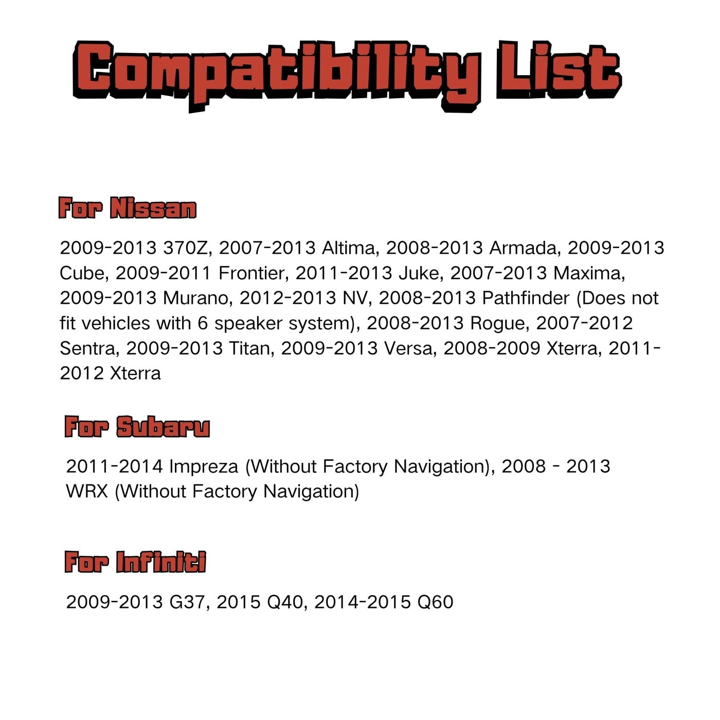 Car Radio Wiring Harness W/Antenna Adapter - 2008-2013 Nissan Armada Pathfinder Rogue 2011-2014 Subaru Impreza