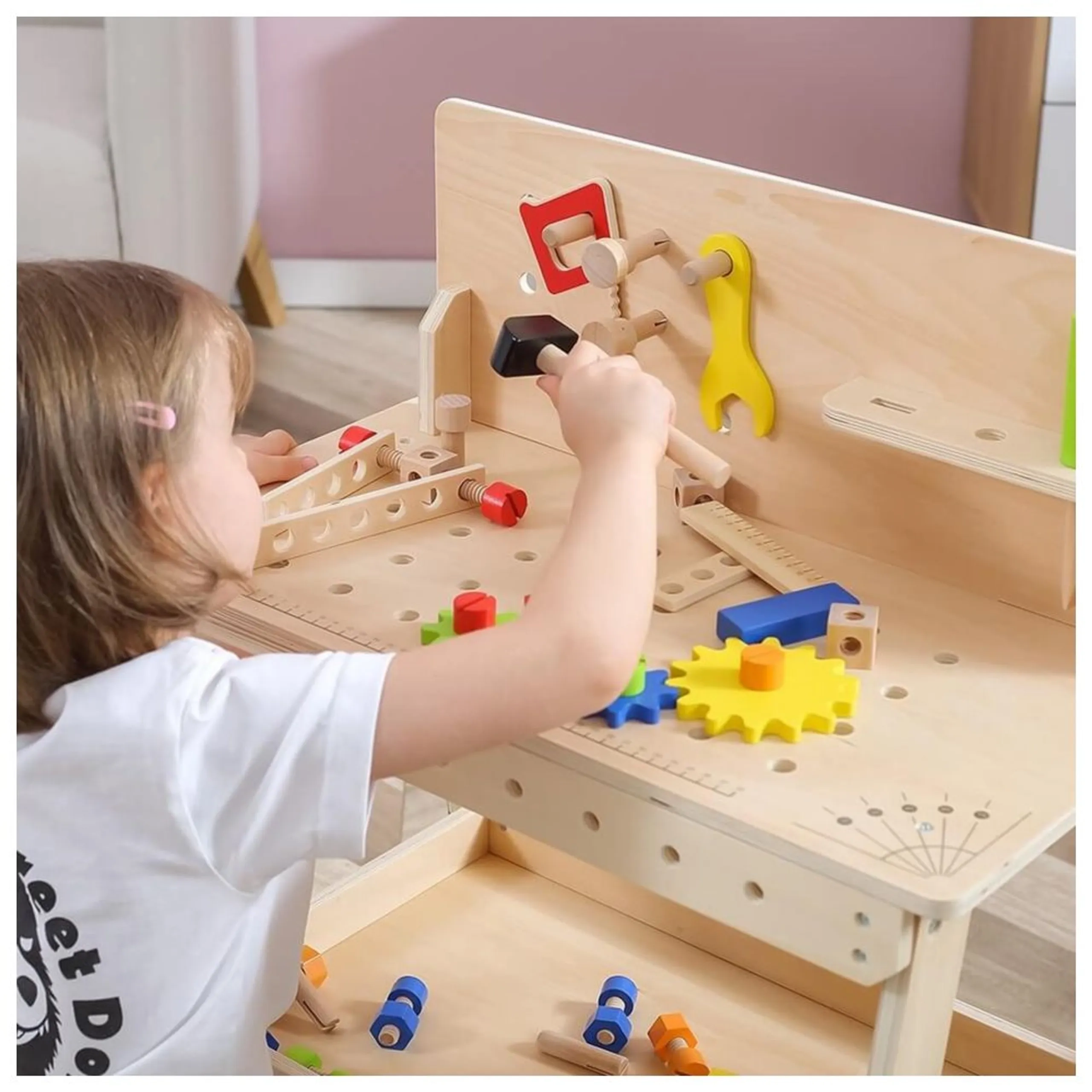 Wooden Tool Bench With Accessories Pretend Playset (29464294-44589)